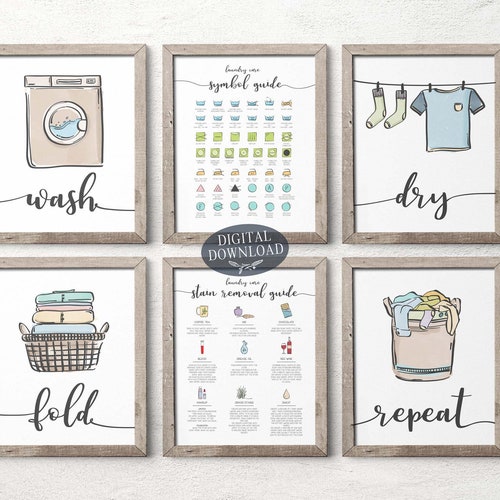 Colorful Laundry Room Decor Printable Wall Art Wash Dry Fold - Etsy