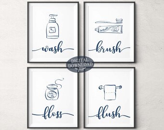 Navy Bathroom Decor Etsy