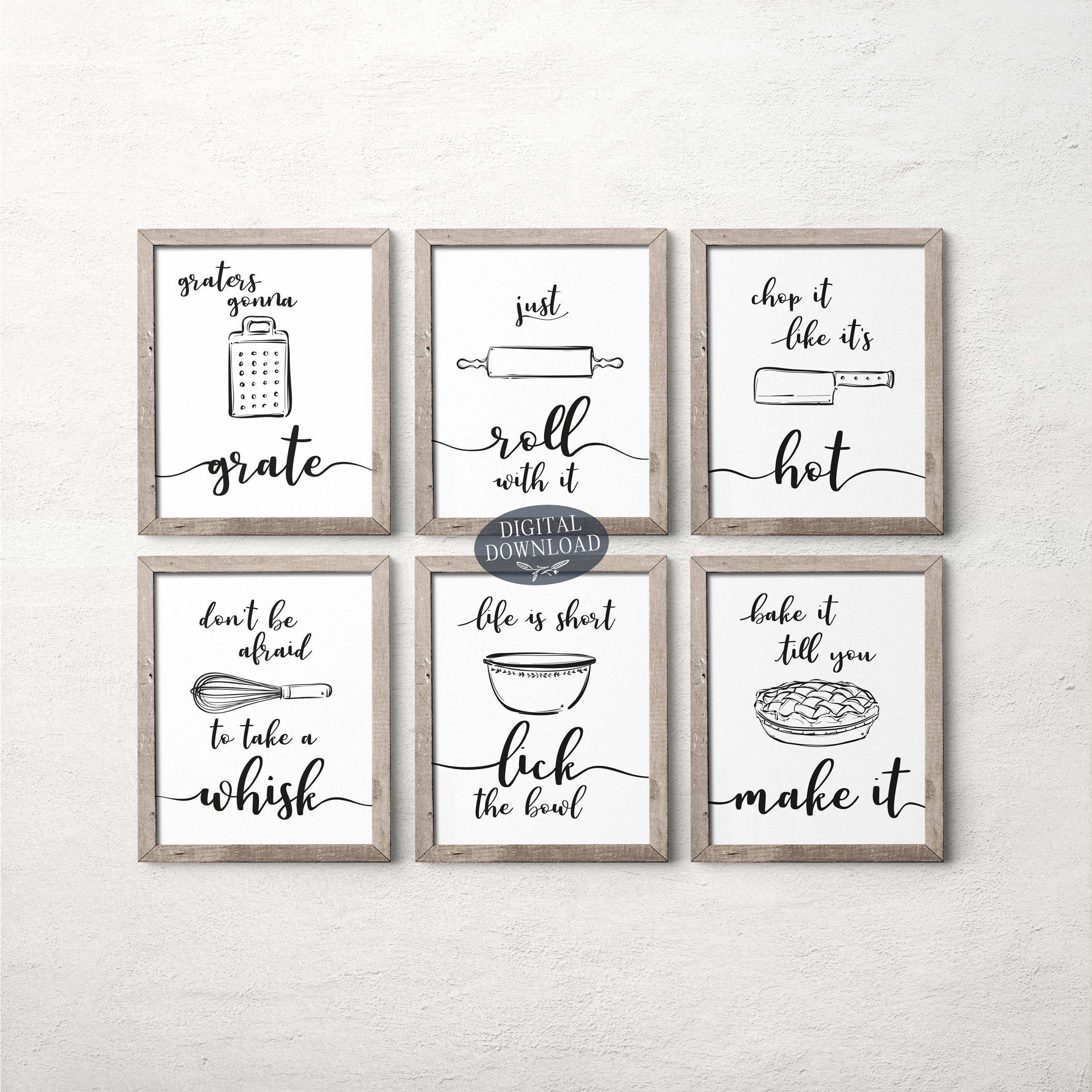 Printable Kitchen Wall Art Gallery Wall Set of 6 Prints | Etsy