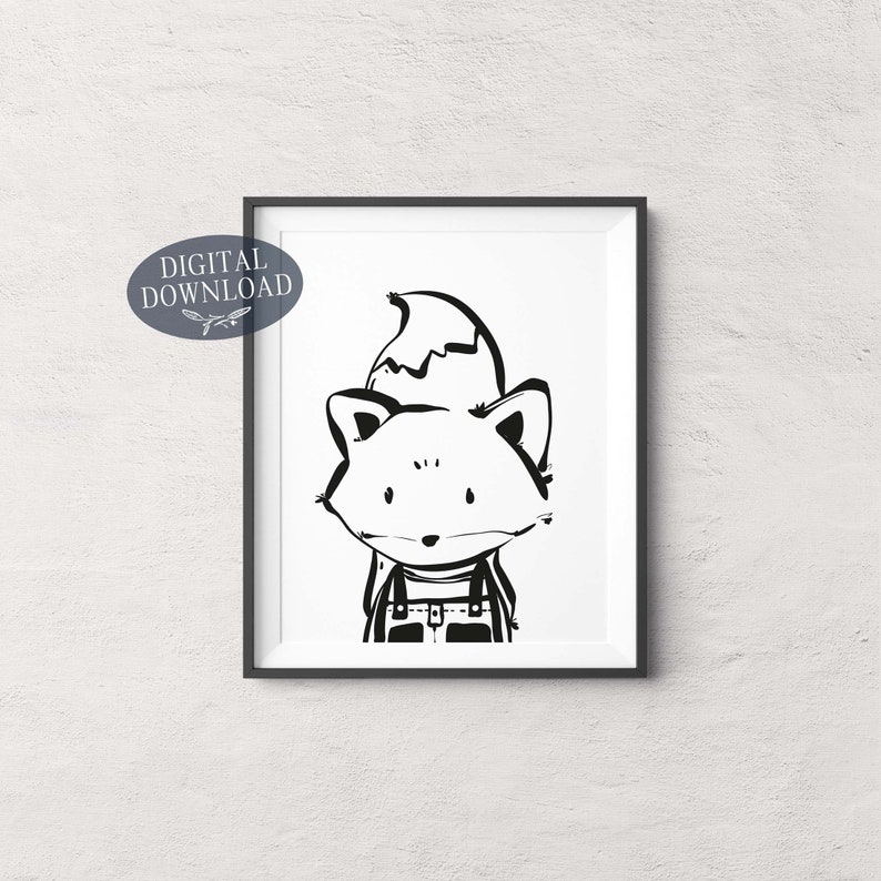 Nursery Animal Printable Wall Art Set of 4 Black and White - Etsy