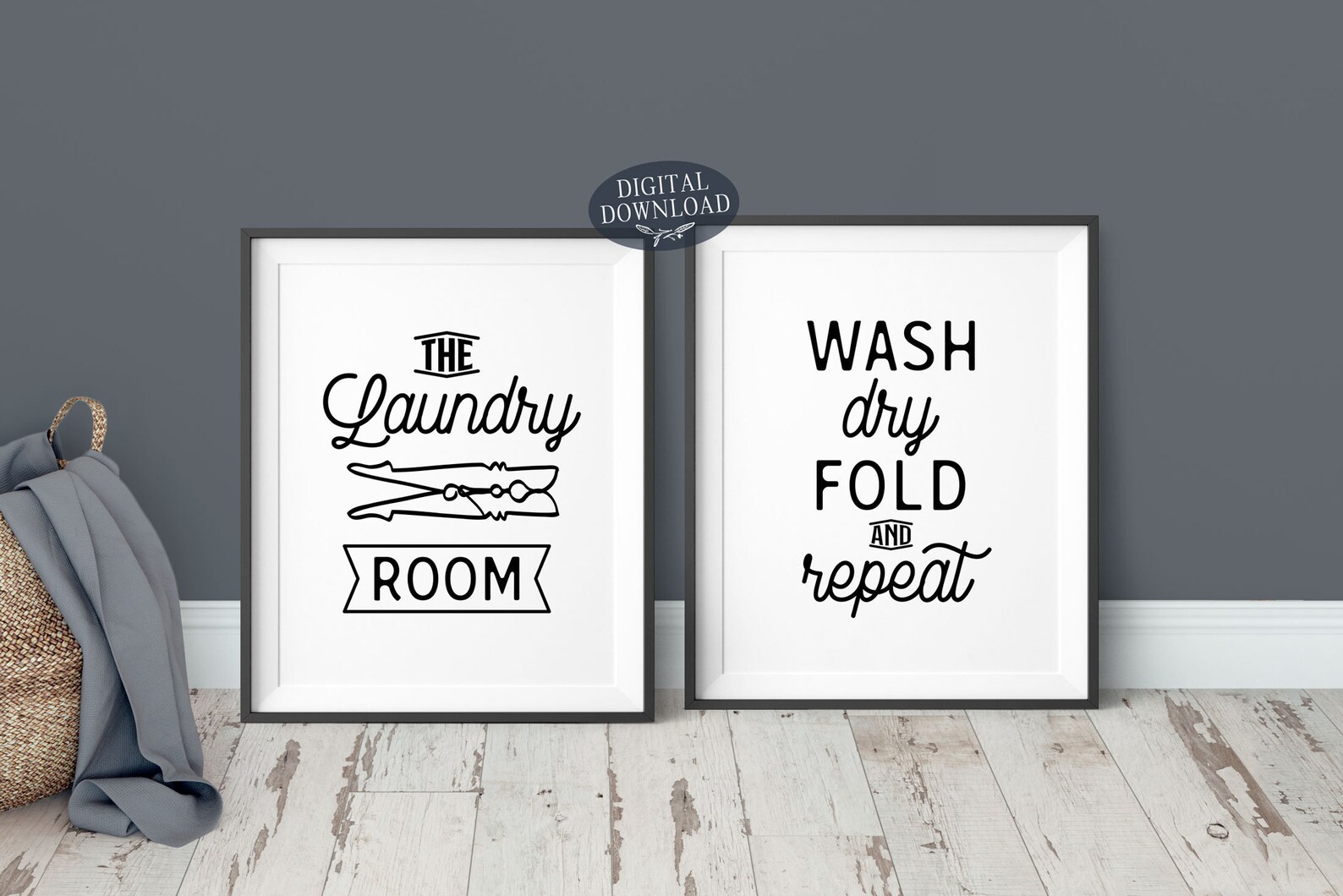 Laundry Room Decor, Wash Dry Fold Repeat Printable Laundry Room Sign ...