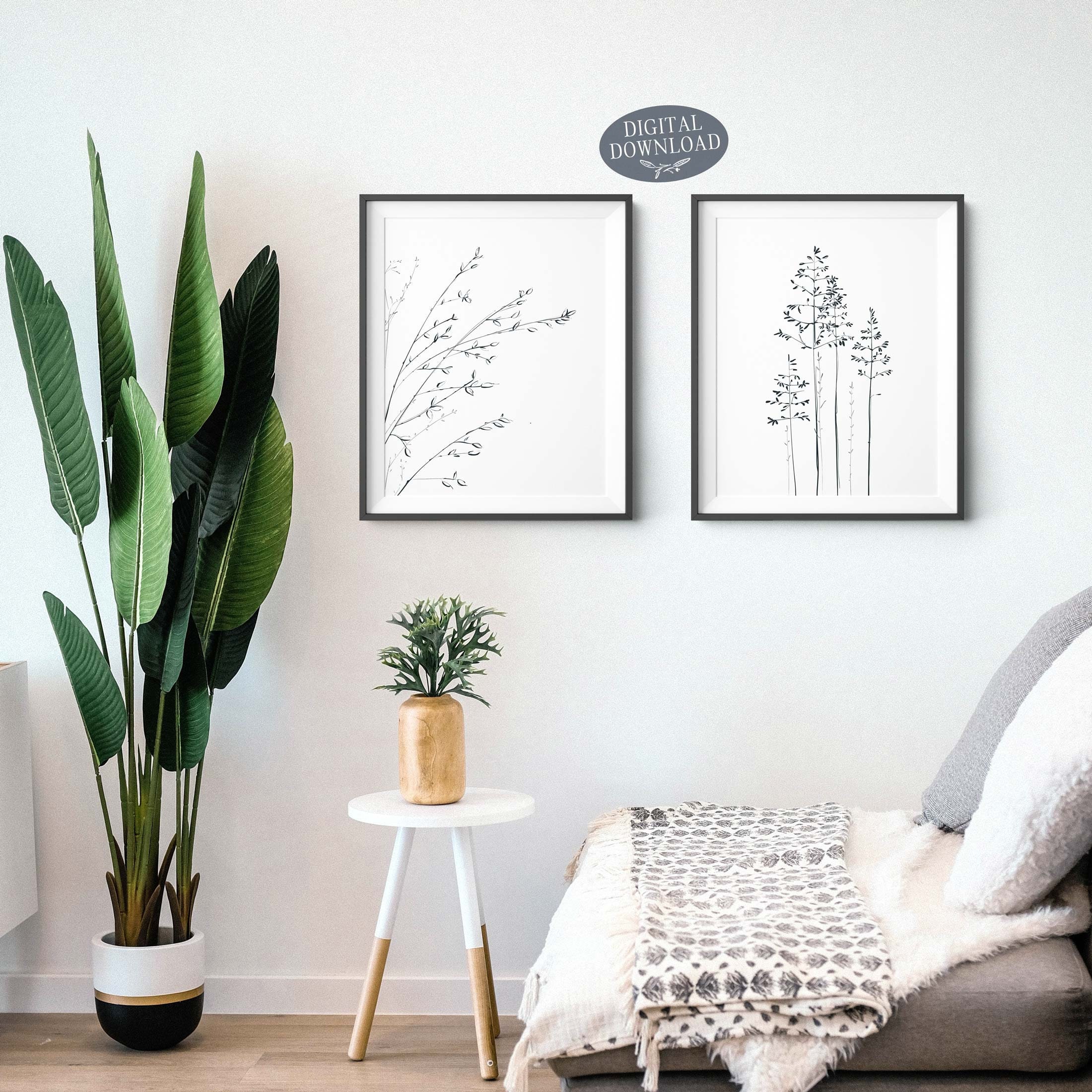 Botanical Print Set, Printable Wall Art, Set of 2 Prints, Wildflower ...