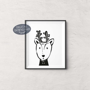 Nursery Animal Printable Wall Art, Set of 4 Black and White Kids Room ...