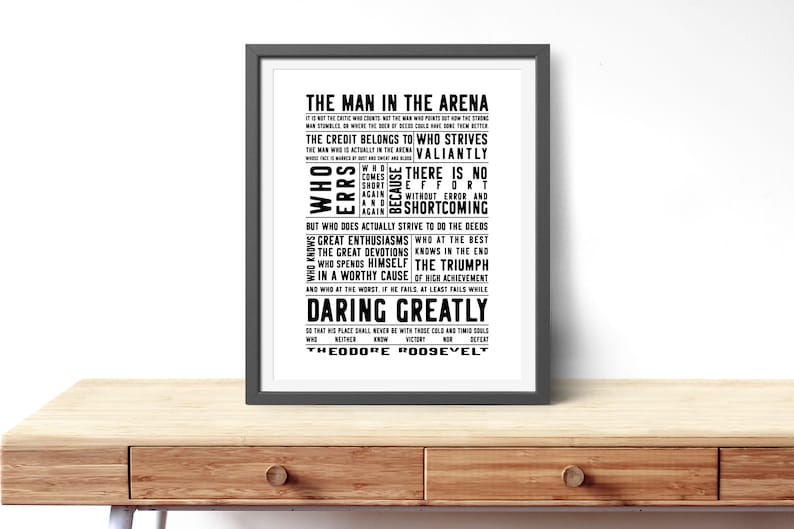 The Man in the Arena Printable Wall Art Theodore Roosevelt - Etsy