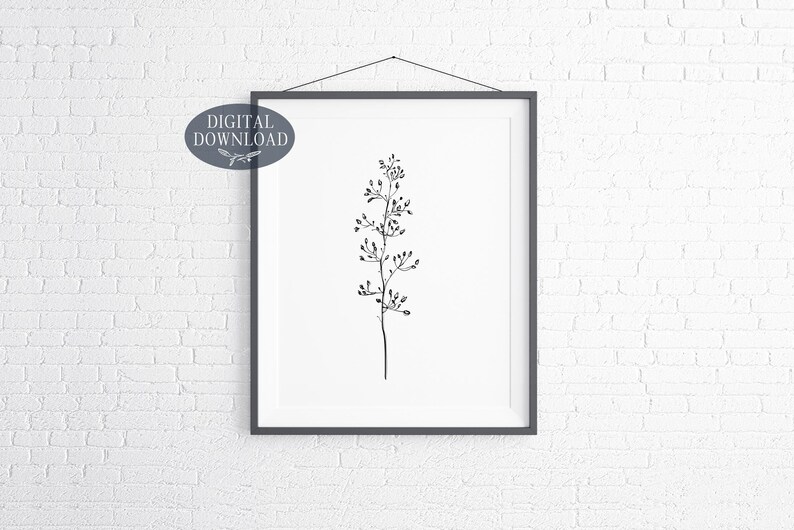 Botanical Print Set, Black and White Printable Wall Art, Set of 3 ...