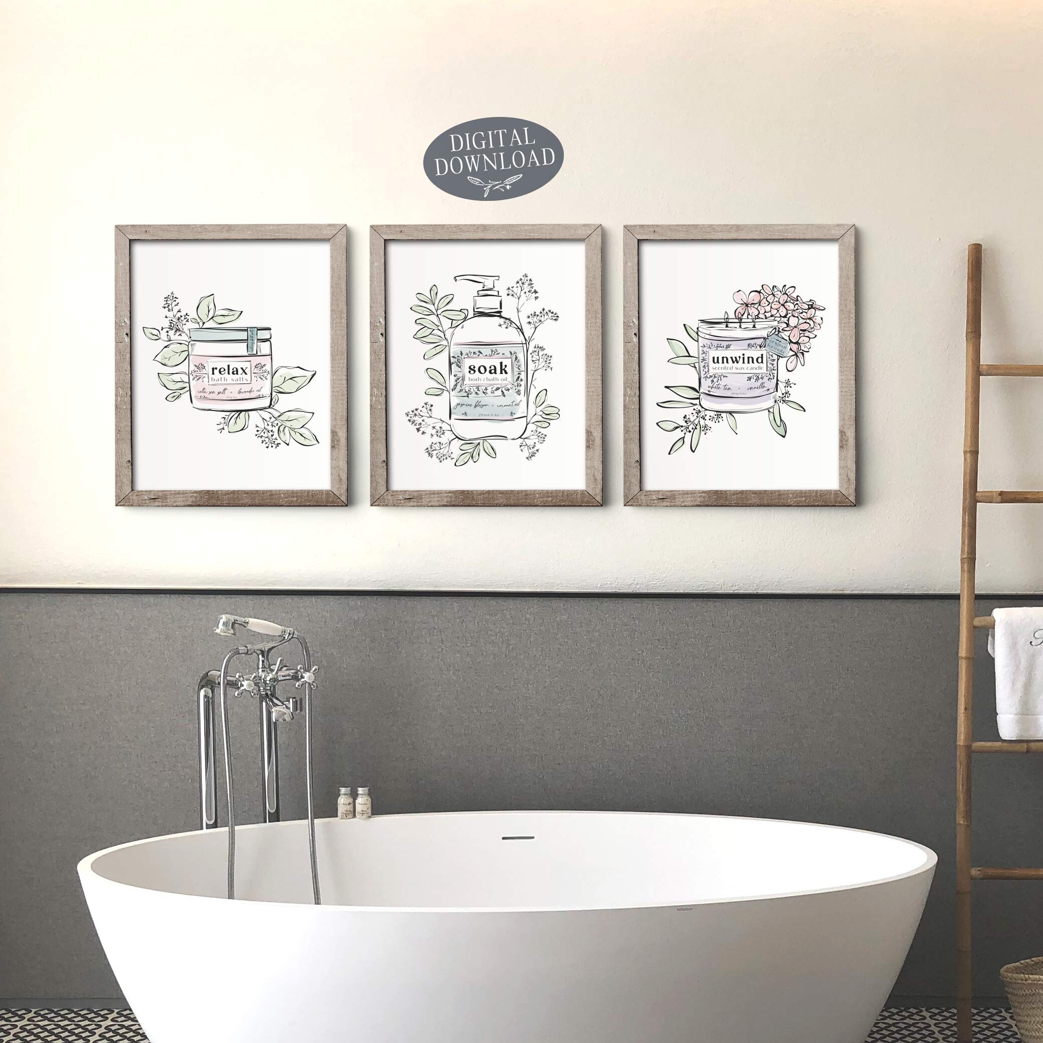 Printable Bathroom Wall Decor Relax Soak Unwind Printable - Etsy