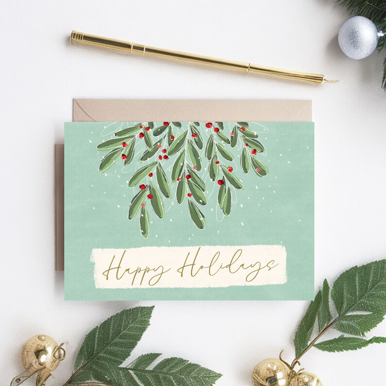 Printable Christmas Card, Happy Holidays 5x7 Card, Christmas Holy ...