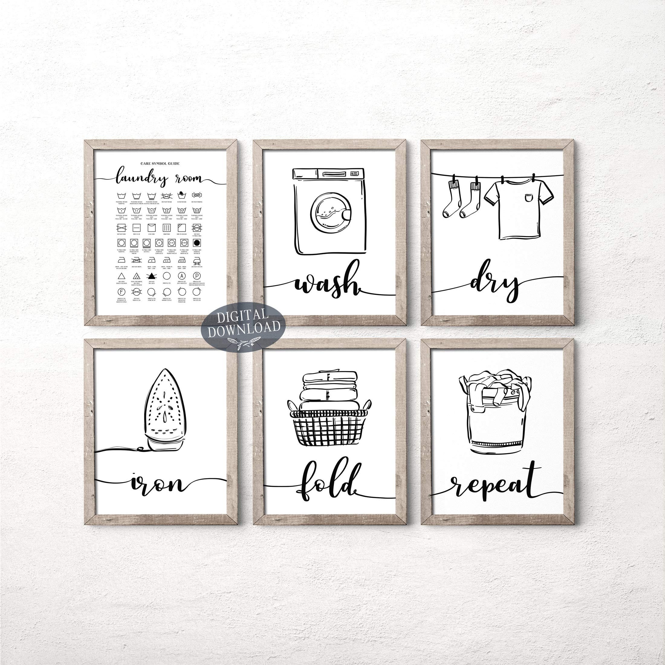 Targa In Metallo Vintage Con Scritta 'Wash Dry Fold Repeat' - Decorazione Da Parete Rustica 20x30 Cm