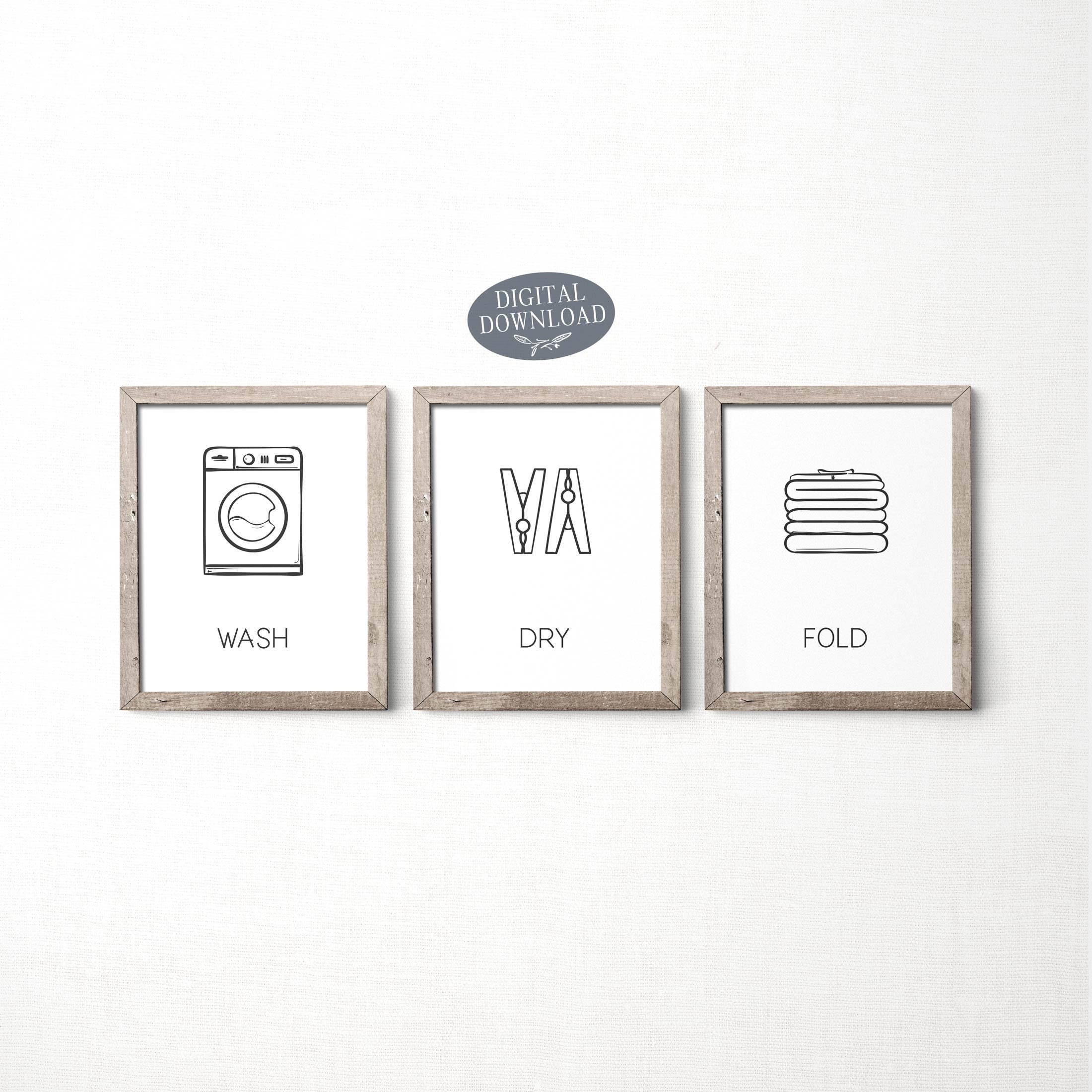 Wash Dry Fold Set of 3 Prints Laundry Room Decor Printable | Etsy