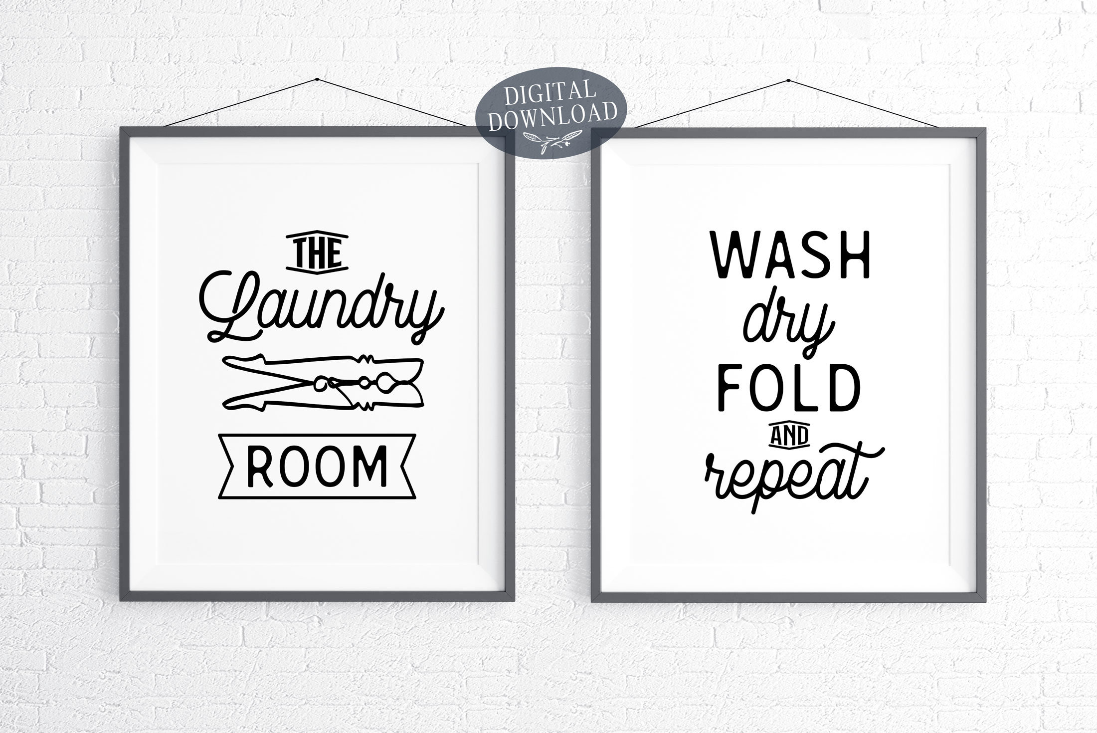 Laundry Room Decor, Wash Dry Fold Repeat Printable Laundry Room Sign ...
