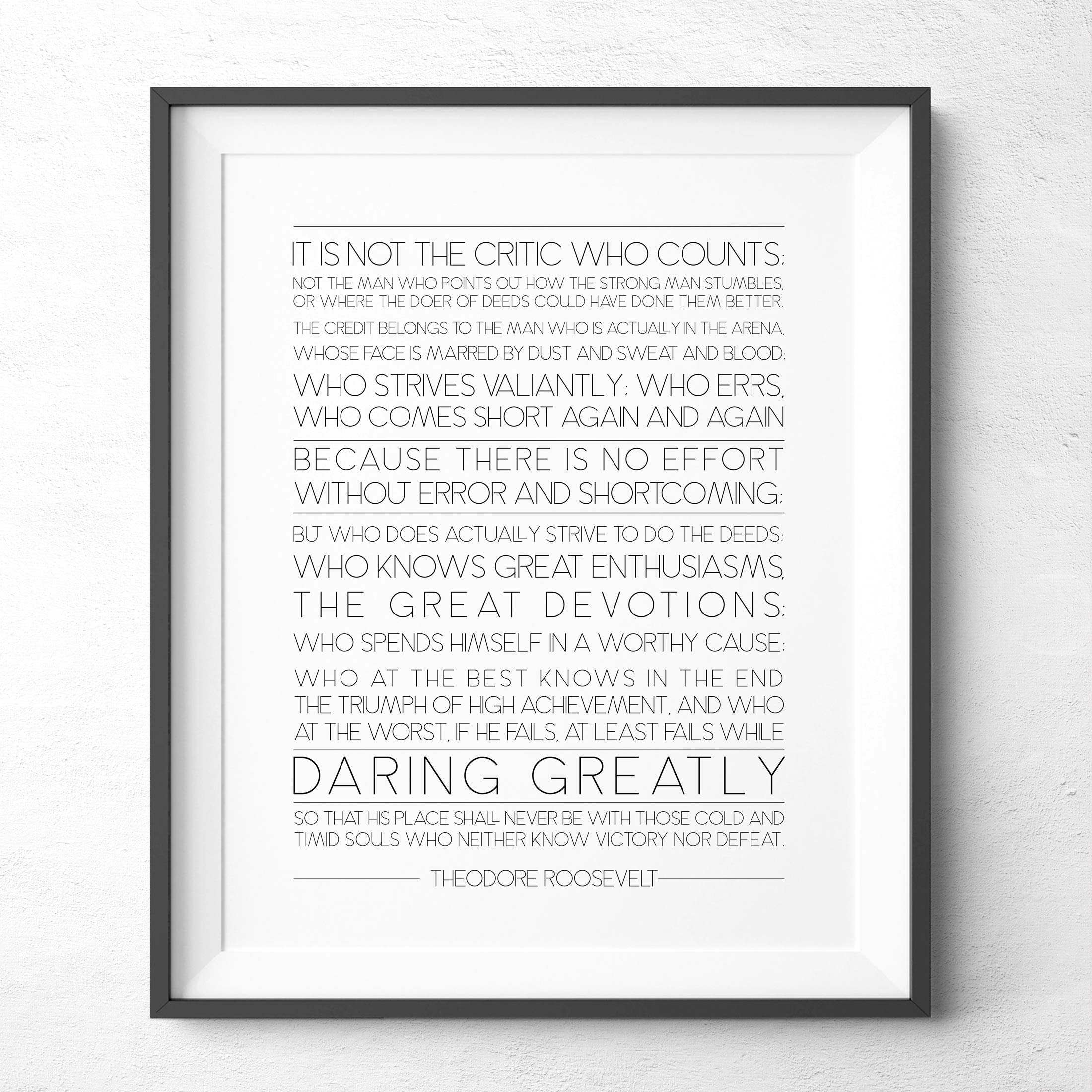The Man In The Arena Printable Wall Art Theodore Roosevelt Etsy