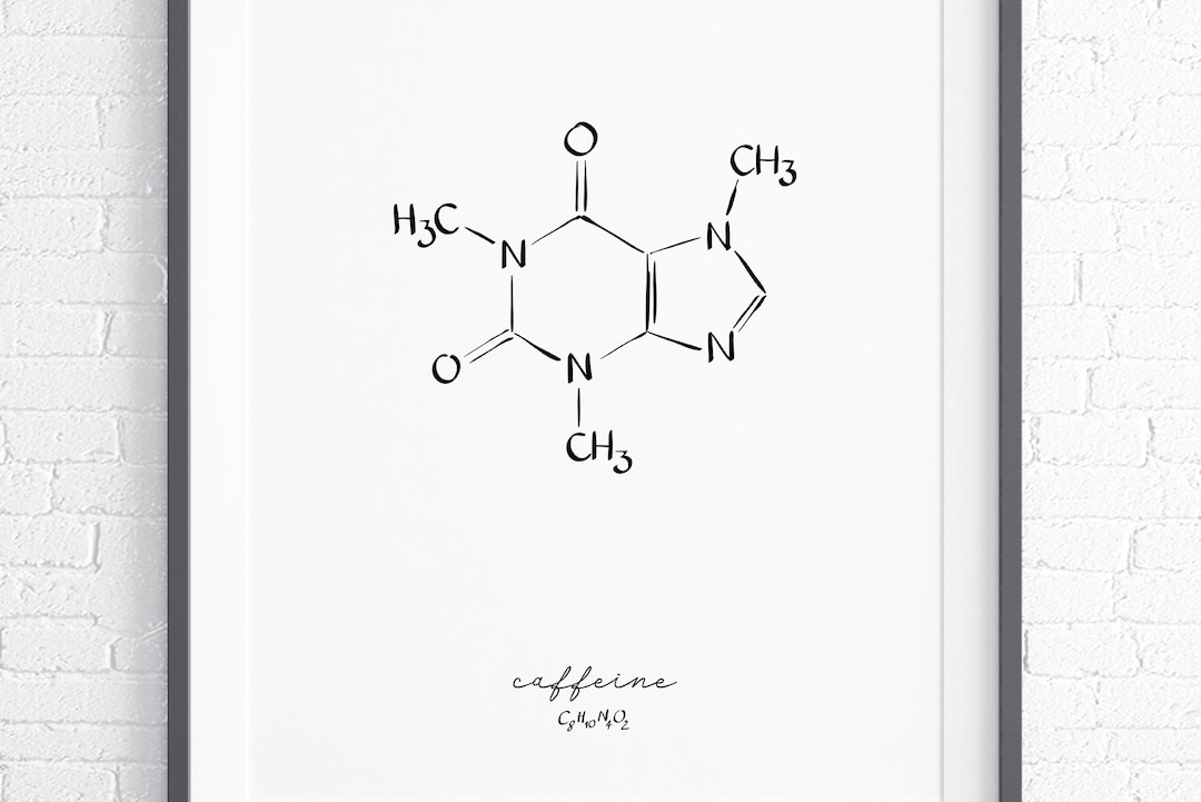 Caffeine Molecule Print, Printable Science Poster, Minimalist Coffee ...