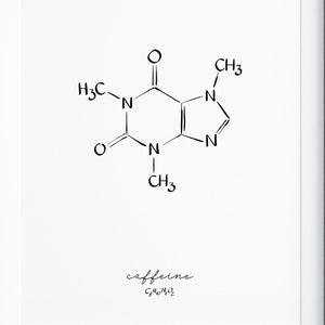 Caffeine Molecule Print, Printable Science Poster, Minimalist Coffee ...