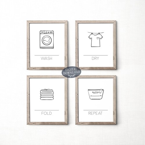 Wash. Dry. Fold. Repeat. Downloadable Print PRINTABLE ART - Etsy