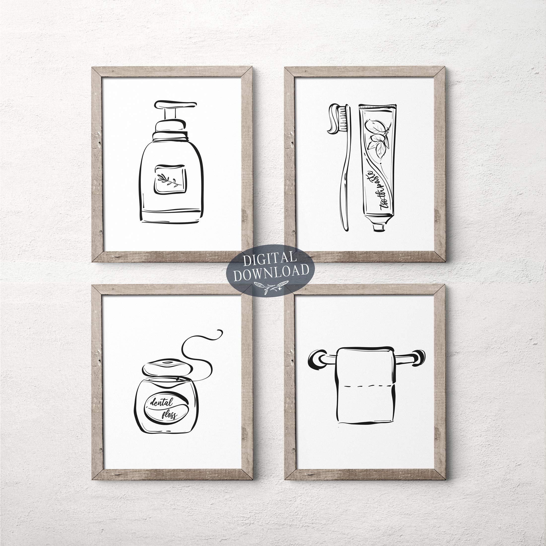 Printable Bathroom Wall Decor Printable Wall Art Black and | Etsy