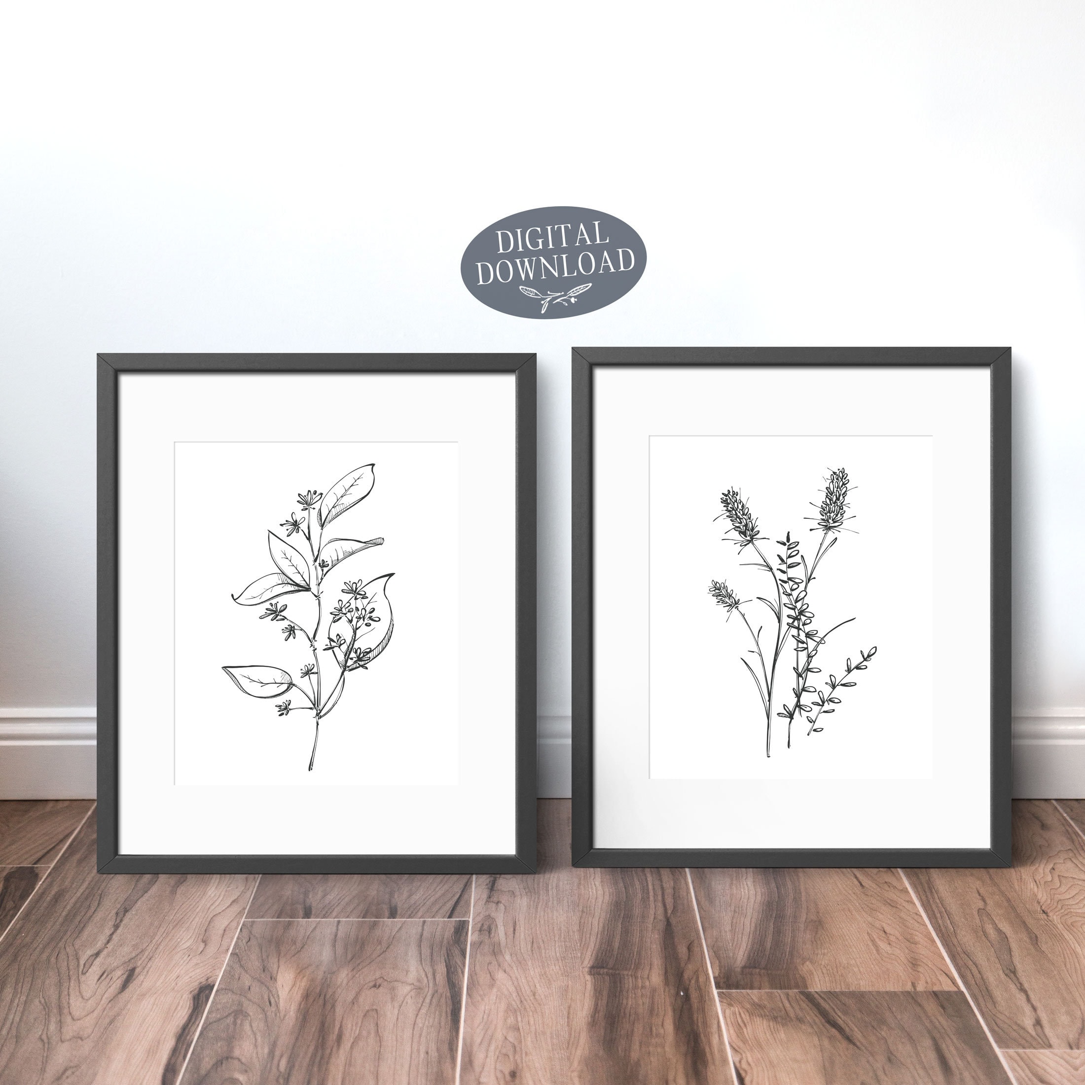Botanical Print Set, Printable Wall Art, Gallery Wall Set of 2 Prints ...