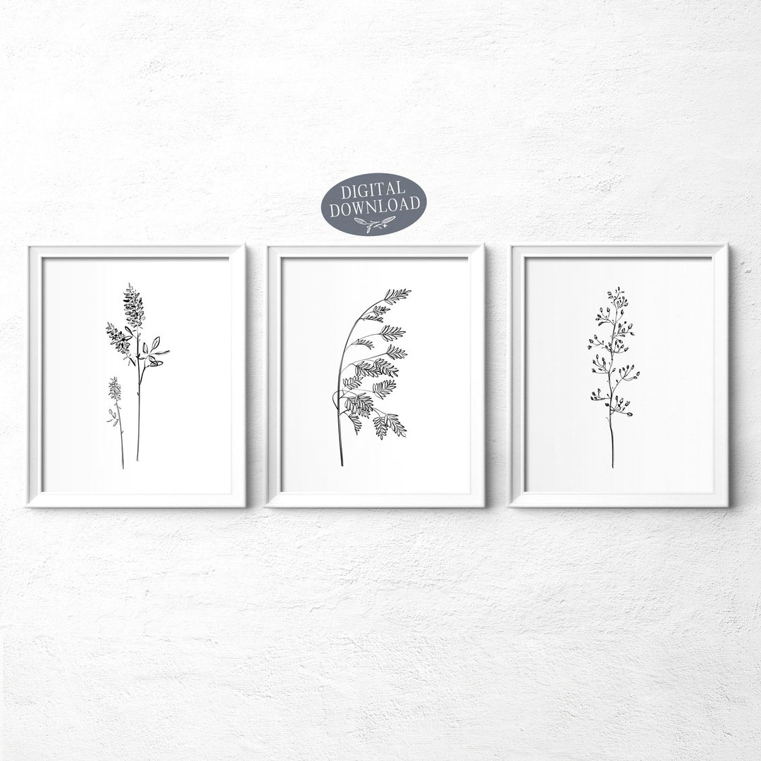 Botanical Print Set, Printable Wall Art, Set of 3 Prints, Leaf Prints ...