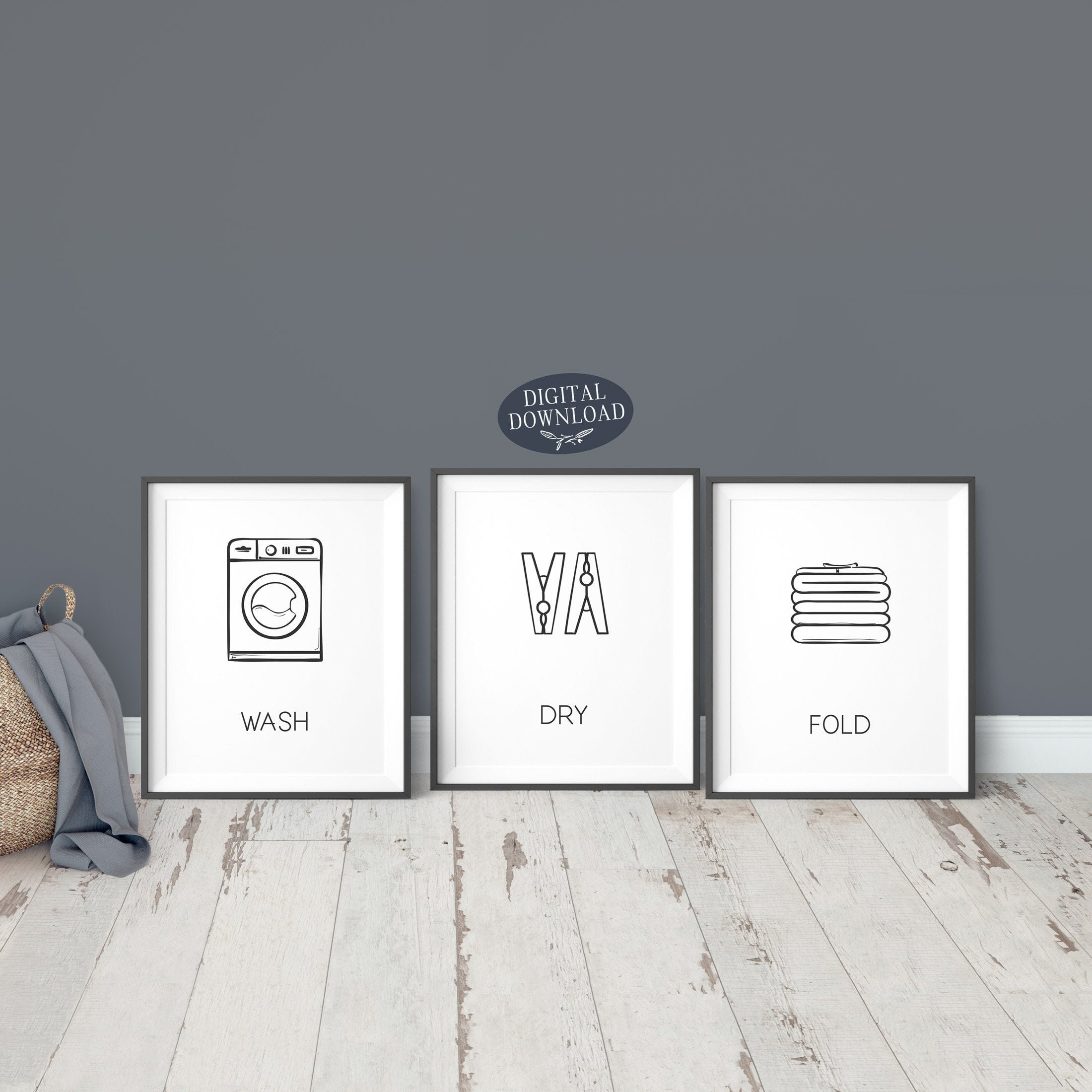 Wash Dry Fold Set of 3 Prints Laundry Room Decor Printable - Etsy