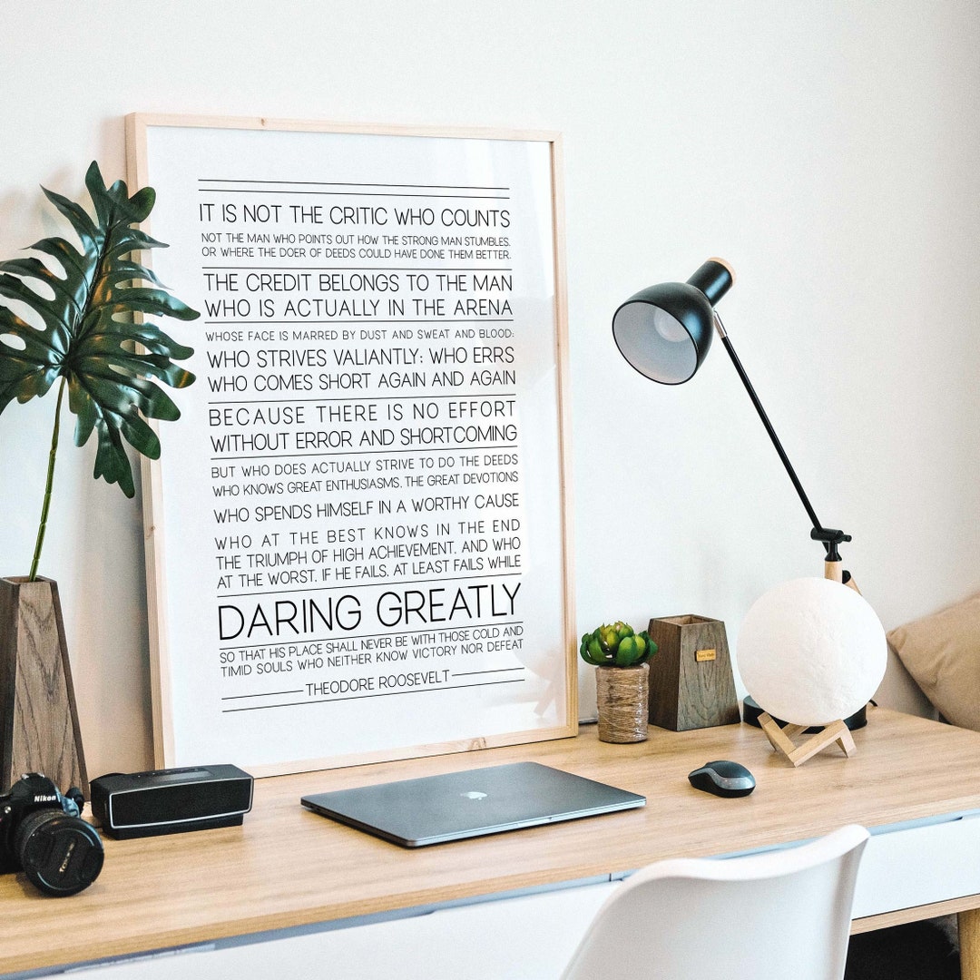 The Man in the Arena Quote, Printable Wall Art, Theodore Roosevelt ...