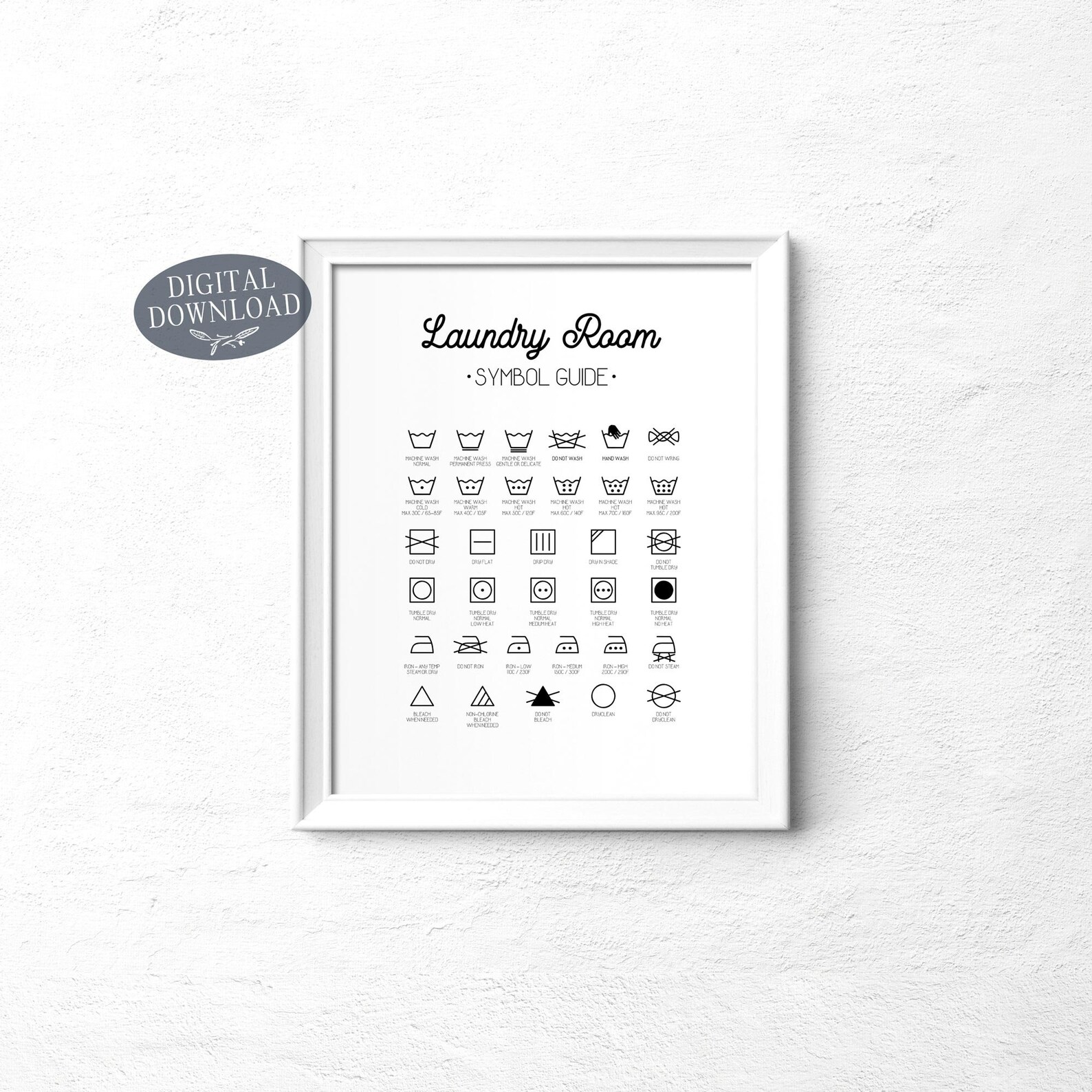 Laundry Room Decor Printable Laundry Symbols Guide Printable - Etsy