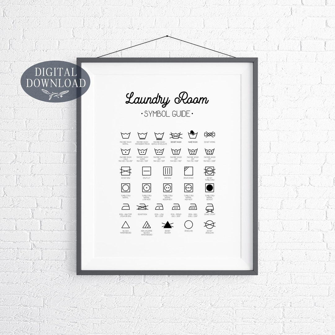 Laundry Room Decor, Printable Laundry Symbols Guide, Printable Laundry ...