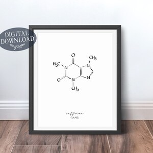 Caffeine Molecule Print, Printable Science Poster, Minimalist Coffee ...