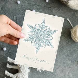 Cartolina di Natale stampabile, simpatica cartolina di buon Natale 5x7 con un fiocco di neve, cartolina d'auguri di Natale con download digitale in stile vintage