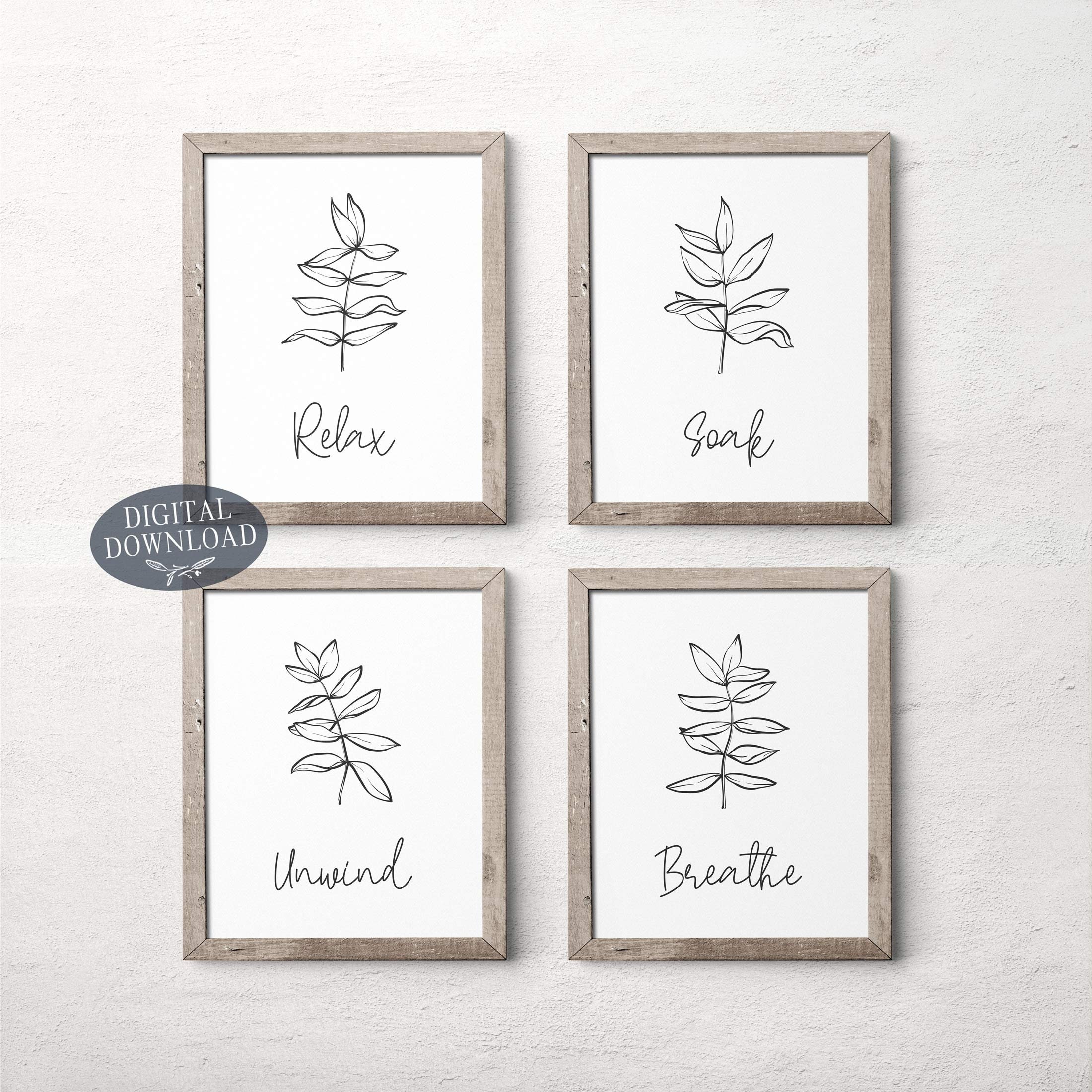 Relax Soak Unwind Breathe Bathroom Wall Decor Minimalist | Etsy