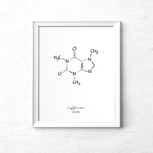 Caffeine Molecule Print, Printable Science Poster, Minimalist Coffee ...