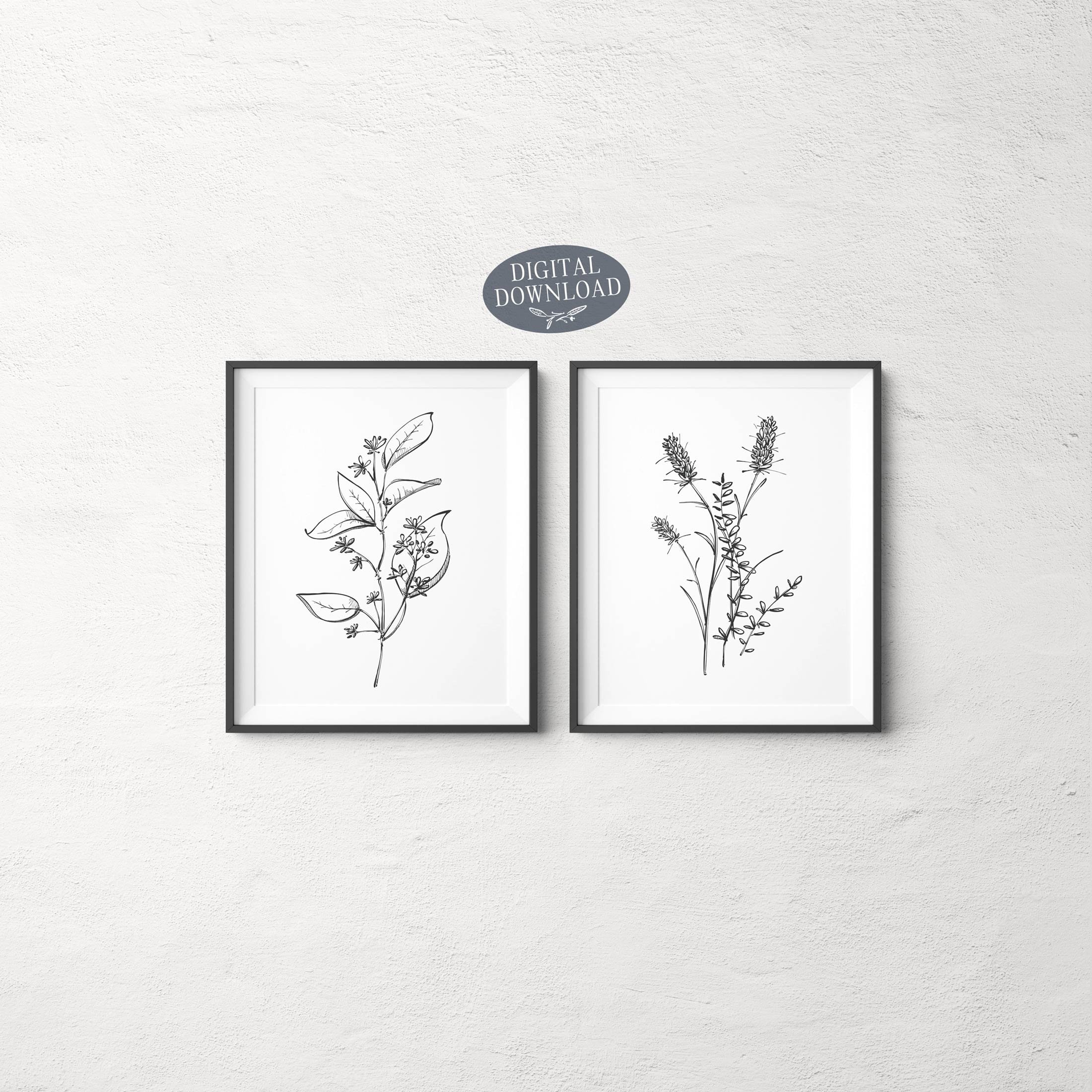 Botanical Print Set, Printable Wall Art, Gallery Wall Set of 2 Prints ...