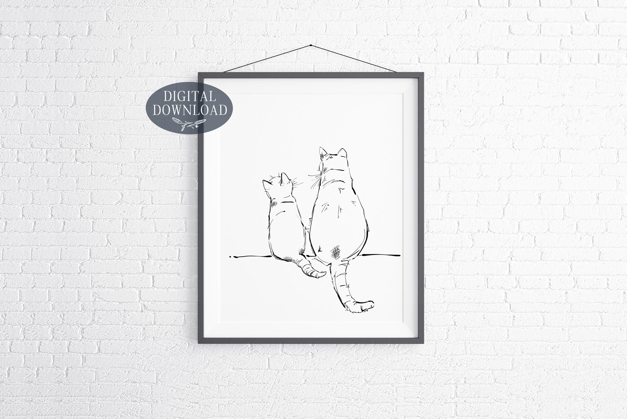 Cats Printable Wall Art, Nursery Animal Prints, Black and White Modern ...