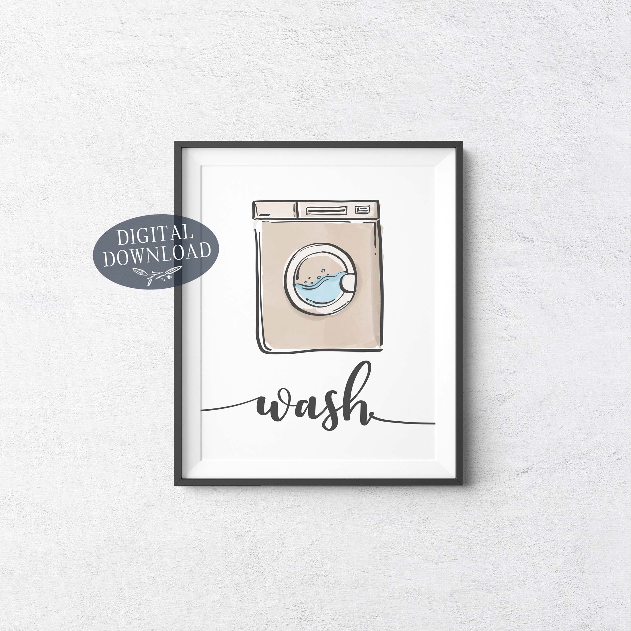 Colorful Laundry Room Decor, Printable Wall Art, Wash Dry Fold Repeat ...