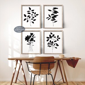 Botanical Printable Wall Art, Black and White Gallery Wall Set of 4 ...