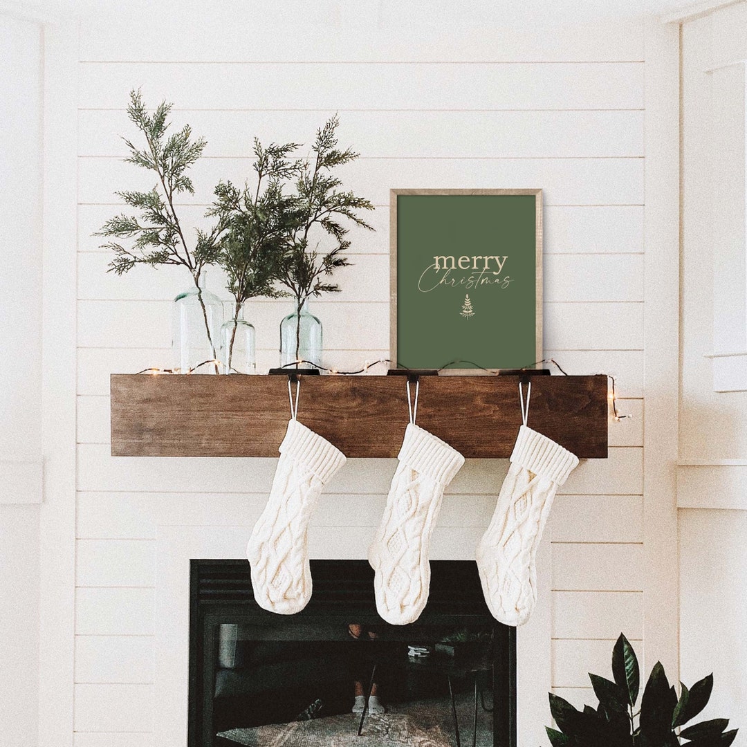 Merry Christmas Wall Art, Green Christmas Gallery Wall Decor Print ...