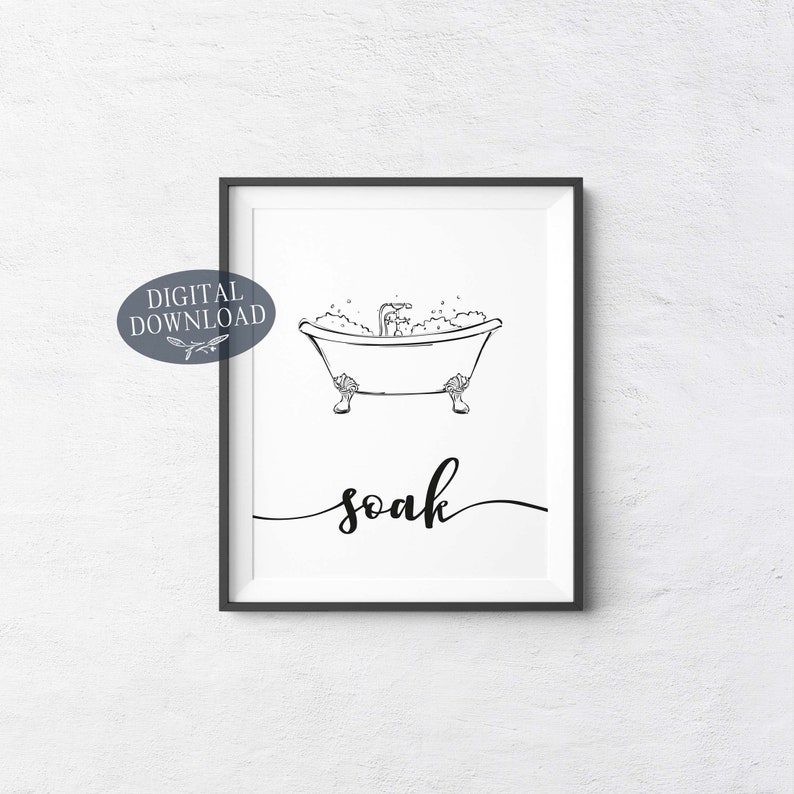 Relax Soak Unwind Printable Bathroom Wall Decor Black and - Etsy