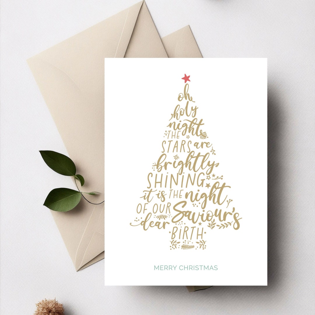 Printable Christmas Card, Modern and Minimal Merry Christmas Card With ...