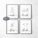Printable Bathroom Wall Decor, Wash Brush Floss Flush Black and White Printable Wall Art, Bathroom Sign, Gallery Wall Set of 4 Prints 