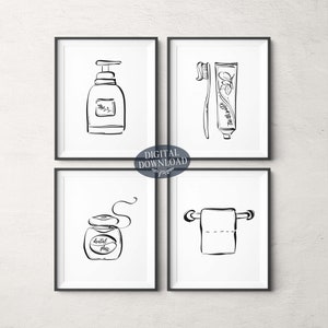 Printable Bathroom Wall Decor, Printable Wall Art, Black and White ...