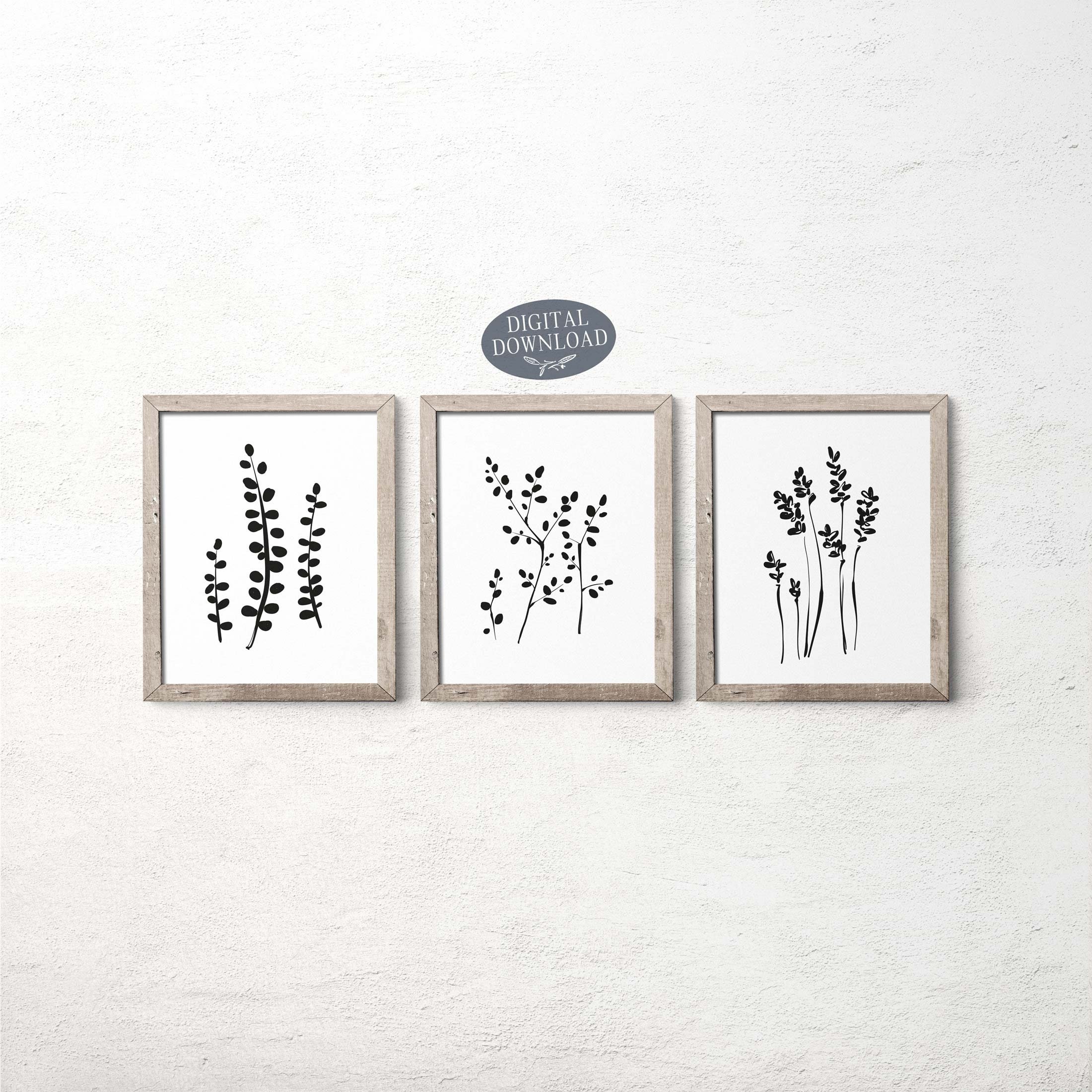 Botanical Gallery Wall Decor, Set of 3 Prints, Printable Wall Art ...