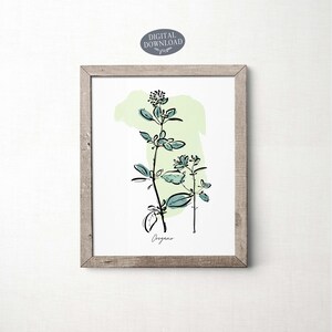 Set of 6 Herb Prints, Printable Kitchen Wall Art, Botanical Print Set ...