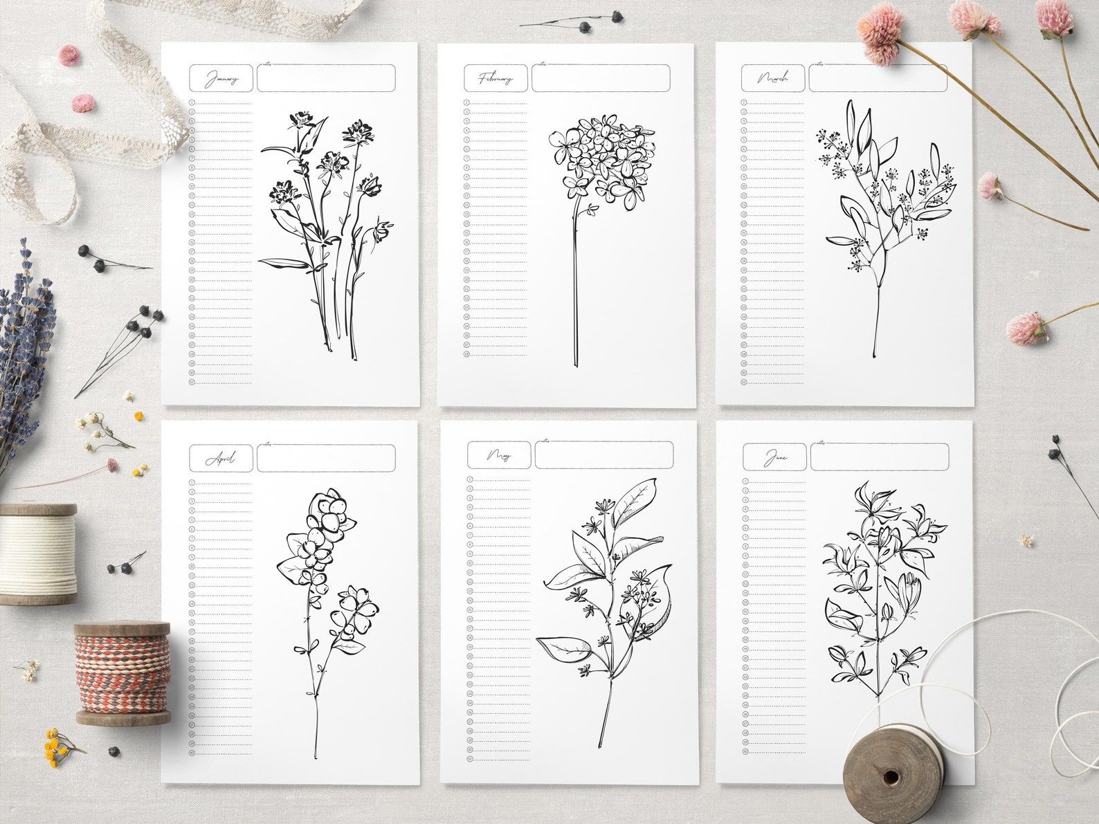 Botanical Perpetual Calendar Printable Birthday Calendar - Etsy