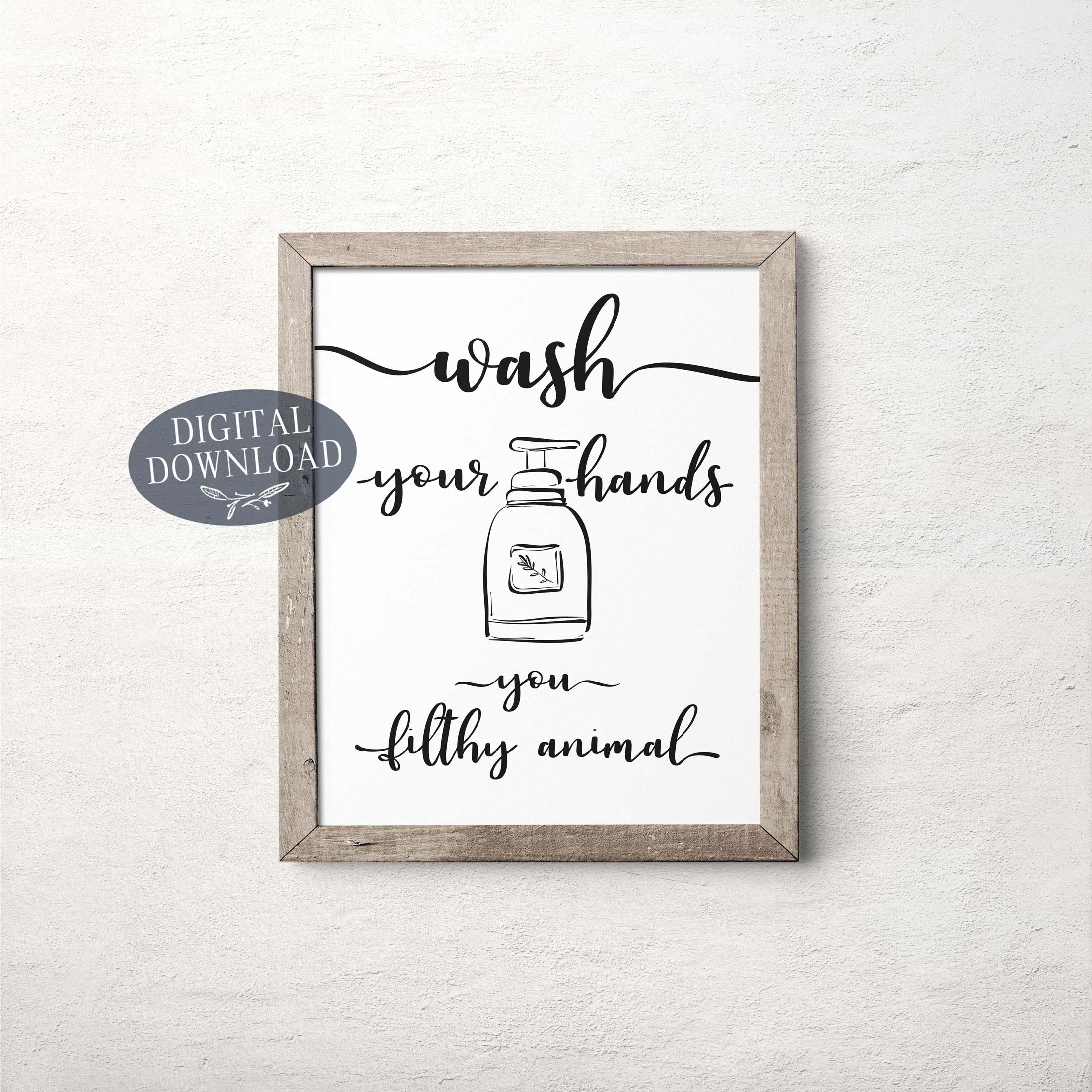Printable Bathroom Wall Decor Black and White Funny Bathroom | Etsy