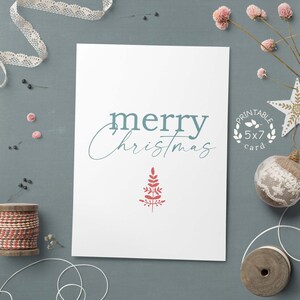 Cartolina di Natale stampabile, cartolina di buon Natale moderna e minimale, carina cartolina di auguri di Natale 5x7, download digitale stampabile di Natale