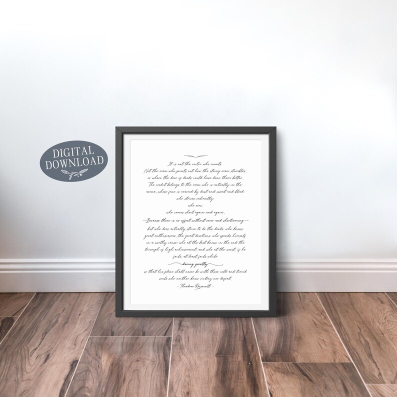 The Man in the Arena Printable Wall Art Digital Download - Etsy