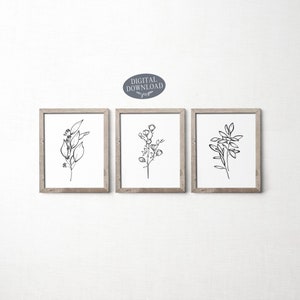 Botanical Gallery Wall Set Printable Wall Art Set of 3 - Etsy