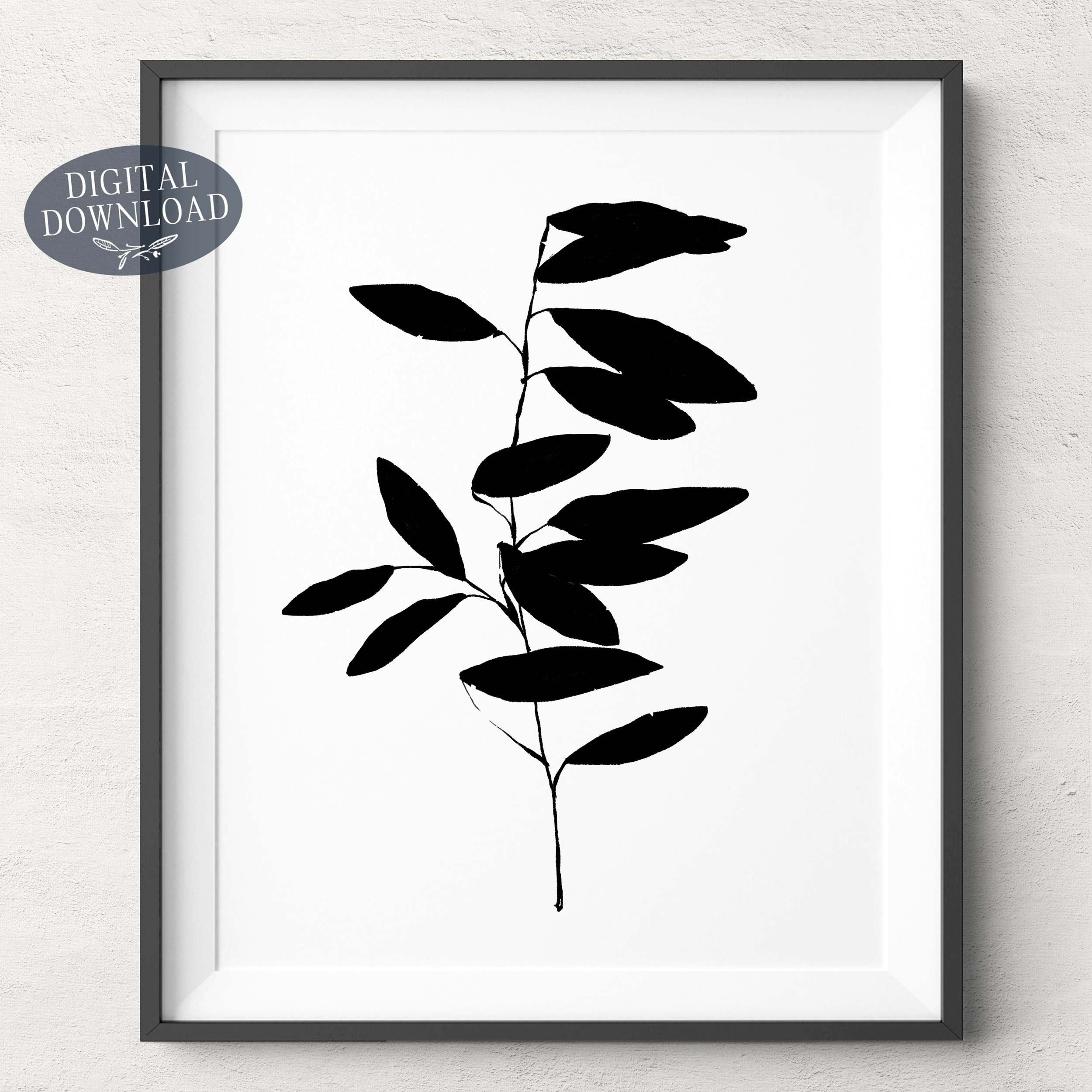 Botanical Printable Wall Art Black and White Gallery Wall Set | Etsy