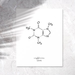 Caffeine Molecule Print, Printable Science Poster, Minimalist Coffee ...
