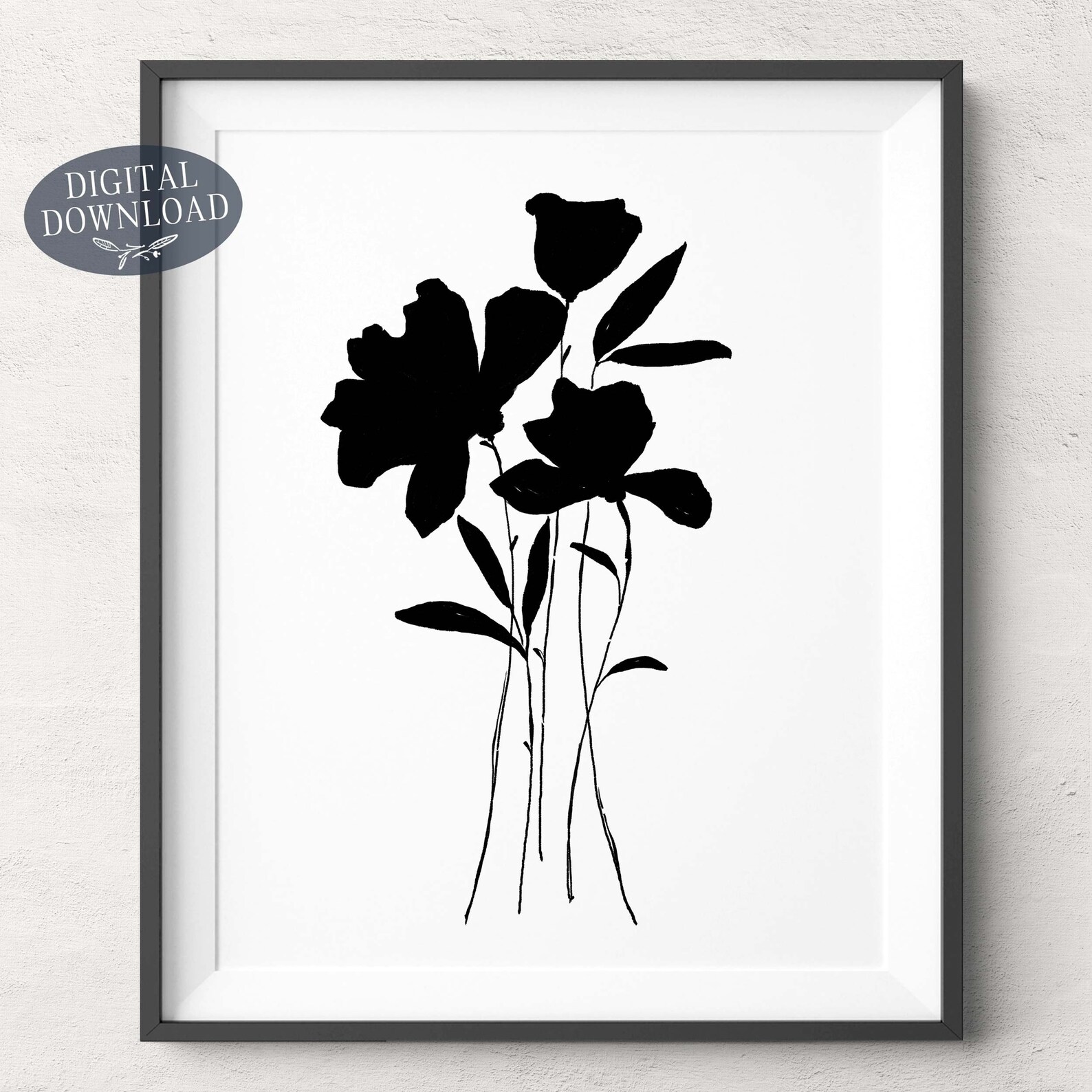 Botanical Printable Wall Art Black and White Gallery Wall Set | Etsy