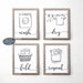 Wash Dry Fold Repeat, Grey Laundry Room Decor, Printable Wall Art, Set of 4 Grey Prints for Utility Room, Kitchen or Laundry Closet Decor 