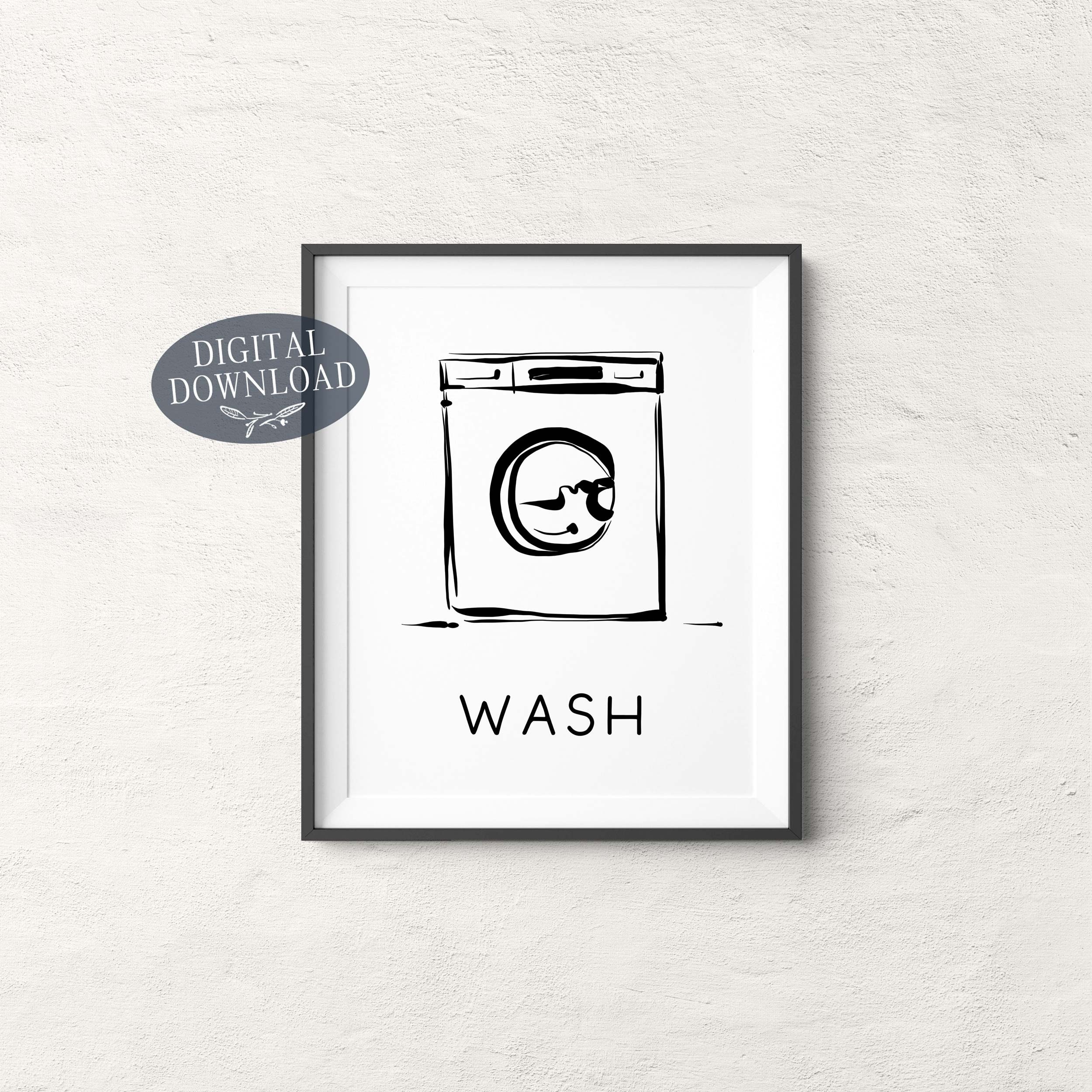 Wash Dry Fold Repeat Laundry Room Decor Black and White | Etsy